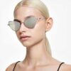 2 In 1 Clip-On Sunglasses Statement, Cat-Eye Shape, Sk7011, White