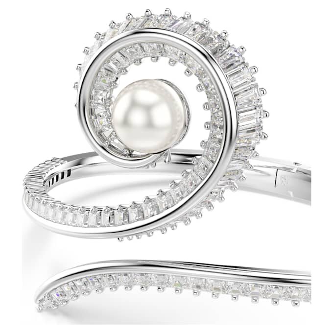 Ariana Grande X Swarovski Bangle Crystal Pearl, Baguette Cut, White, Rhodium Plated Ariana Grande X Swarovski Bangle Crystal Pearl, Baguette Cut, White, Rhodium Plated