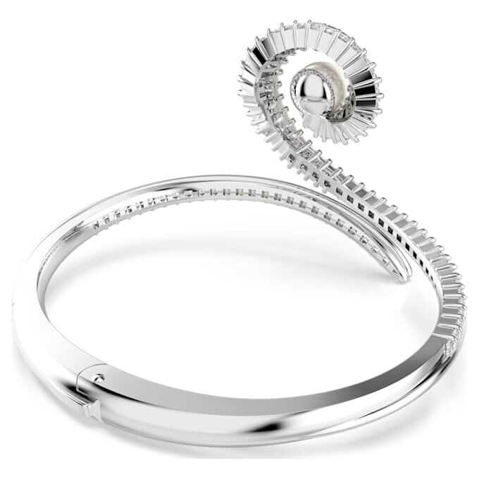 Ariana Grande X Swarovski Bangle Crystal Pearl, Baguette Cut, White, Rhodium Plated Ariana Grande X Swarovski Bangle Crystal Pearl, Baguette Cut, White, Rhodium Plated