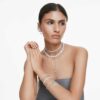 Ariana Grande X Swarovski Bangle Crystal Pearl, Baguette Cut, White, Rhodium Plated Ariana Grande X Swarovski Bangle Crystal Pearl, Baguette Cut, White, Rhodium Plated