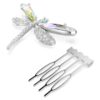Ariana Grande X Swarovski Brooch and Hair Accessory Crystal Pearl, Mixed Cuts, Dragonfly, White, Rhodium Plated