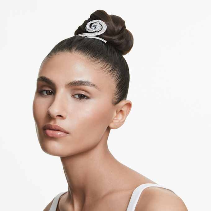 Ariana Grande X Swarovski Hair Clip Baguette Cut, White, Rhodium Plated Ariana Grande X Swarovski Hair Clip Baguette Cut, White, Rhodium Plated