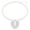 Ariana Grande X Swarovski Necklace Crystal Pearl, Heart Cut, Heart, White, Rhodium Plated