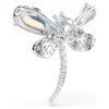 Ariana Grande X Swarovski Pendant and Brooch Crystal Pearl, Mixed Cuts, Dragonfly, White, Rhodium Plated