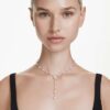Ariana Grande X Swarovski Y Necklace Mixed Cuts, Crystal Pearl, Heart, White, Rhodium Plated