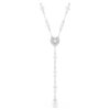 Ariana Grande X Swarovski Y Necklace Mixed Cuts, Crystal Pearl, Heart, White, Rhodium Plated