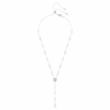 Ariana Grande X Swarovski Y Necklace Mixed Cuts, Crystal Pearl, Heart, White, Rhodium Plated