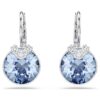 Bella V Drop Earrings Round Cut, Blue, Rhodium Plated Bella V Drop Earrings Round Cut, Blue, Rhodium Plated