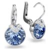 Bella V Drop Earrings Round Cut, Blue, Rhodium Plated Bella V Drop Earrings Round Cut, Blue, Rhodium Plated