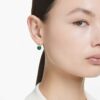 Bella V Drop Earrings Round Cut, Green, Gold-Tone Plated Bella V Drop Earrings Round Cut, Green, Gold-Tone Plated