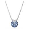 Bella V Pendant Round Cut, Blue, Rhodium Plated