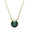 Bella V Pendant Round Cut, Green, Gold-Tone Plated