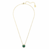 Bella V Pendant Round Cut, Green, Gold-Tone Plated