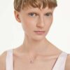 Bella V Pendant Round Cut, Pink, Rhodium Plated
