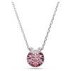 Bella V Pendant Round Cut, Pink, Rhodium Plated