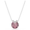 Bella V Pendant Round Cut, Pink, Rhodium Plated
