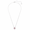 Bella V Pendant Round Cut, Pink, Rhodium Plated