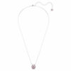 Bella V Pendant Round Cut, Pink, Rhodium Plated