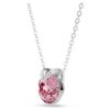 Bella V Pendant Round Cut, Pink, Rhodium Plated