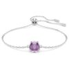 Birthstone Bracelet Square Cut, February, Purple, Rhodium Plated