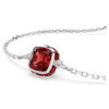 Birthstone Bracelet Square Cut, January, Red, Rhodium Plated Birthstone Bracelet Square Cut, January, Red, Rhodium Plated