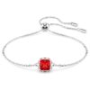 Birthstone Bracelet Square Cut, July, Red, Rhodium Plated Birthstone Bracelet Square Cut, July, Red, Rhodium Plated