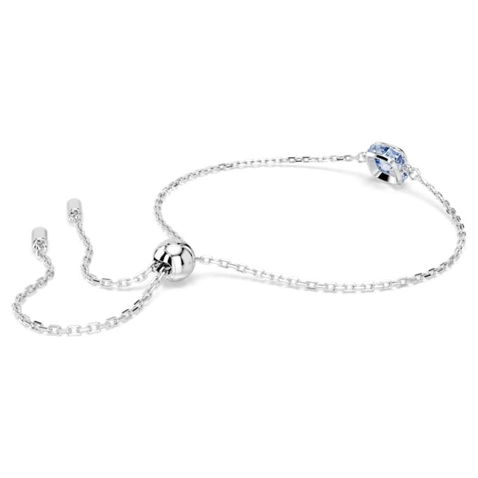 Birthstone Bracelet Square Cut, March, Blue, Rhodium Plated Birthstone Bracelet Square Cut, March, Blue, Rhodium Plated