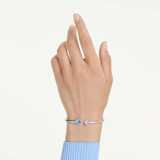 Chroma Bangle Mixed Cuts, Multicolored, Rhodium Plated Chroma Bangle Mixed Cuts, Multicolored, Rhodium Plated