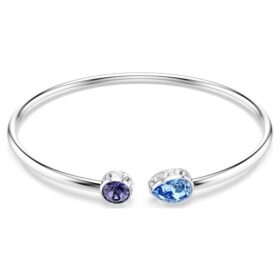 Chroma Bangle Mixed Cuts, Multicolored, Rhodium Plated