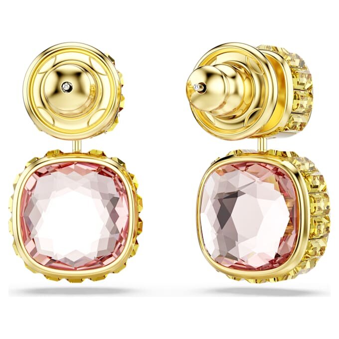 Chroma Drop Earrings Cushion Cut, Multicolored, Gold-Tone Plated Chroma Drop Earrings Cushion Cut, Multicolored, Gold-Tone Plated