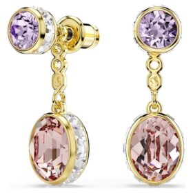 Chroma Drop Earrings Mixed Cuts, Multicolored, Gold-Tone Plated Chroma Drop Earrings Mixed Cuts, Multicolored, Gold-Tone Plated