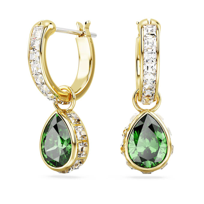 Chroma Drop Earrings Pear Cut, Green, Gold-Tone Plated Chroma Drop Earrings Pear Cut, Green, Gold-Tone Plated