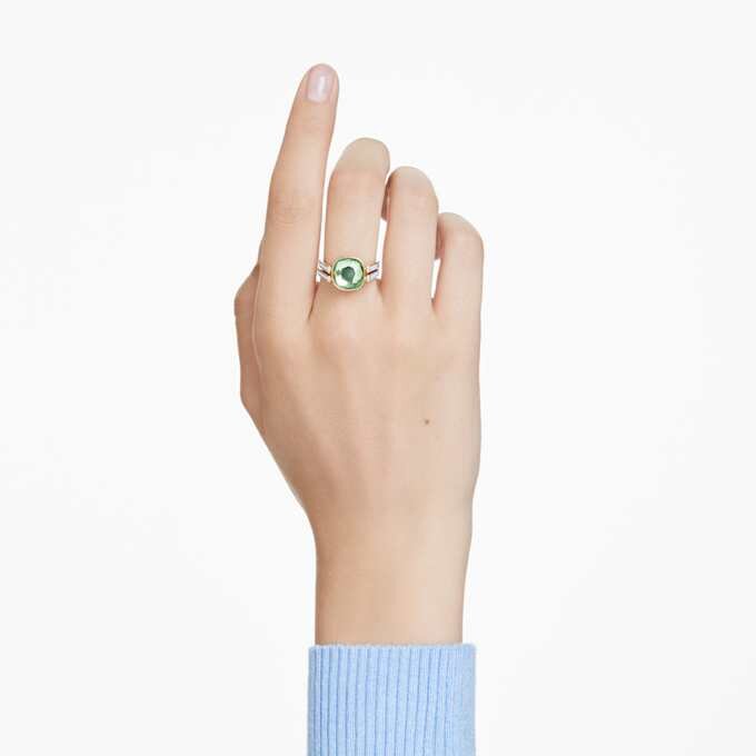 Chroma Ring Cushion Cut, Multicolored, Gold-Tone Plated Chroma Ring Cushion Cut, Multicolored, Gold-Tone Plated