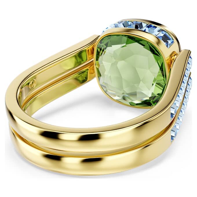 Chroma Ring Cushion Cut, Multicolored, Gold-Tone Plated Chroma Ring Cushion Cut, Multicolored, Gold-Tone Plated