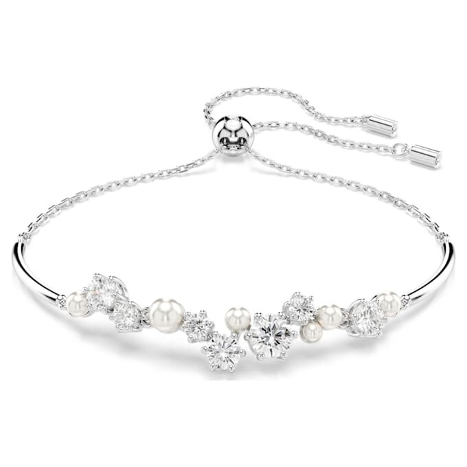 Constella Bangle Crystal Pearl, Round Cuts, White, Rhodium Plated Constella Bangle Crystal Pearl, Round Cuts, White, Rhodium Plated
