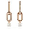 Constella Drop Earrings Crystal Pearl, Round Cut, White, Rose Gold-Tone Plated Constella Drop Earrings Crystal Pearl, Round Cut, White, Rose Gold-Tone Plated