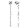 Constella Drop Earrings Crystal Pearl, Round Cuts, White, Rhodium Plated