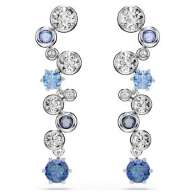Constella Drop Earrings Mixed Cuts, Blue, Rhodium Plated