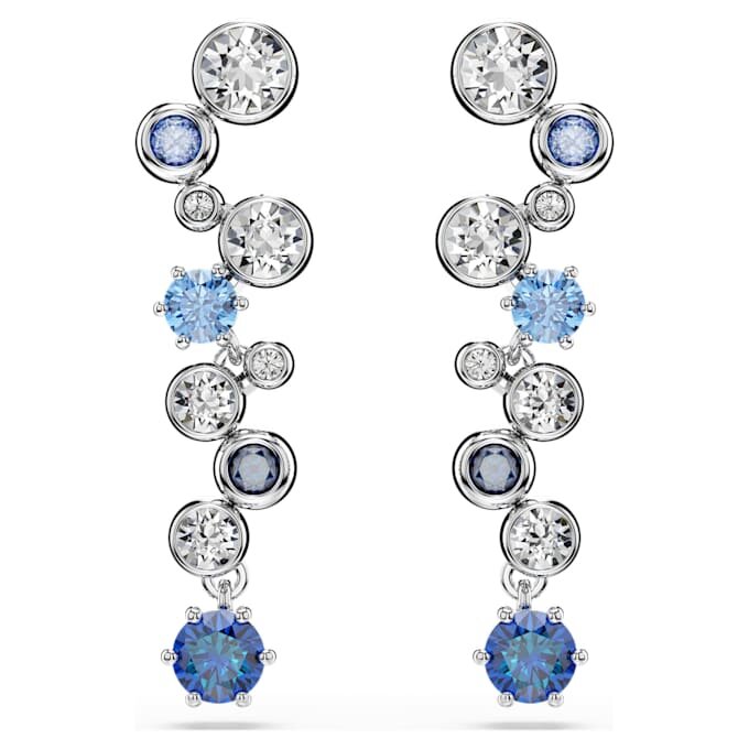 Constella Drop Earrings Mixed Cuts, Blue, Rhodium Plated Constella Drop Earrings Mixed Cuts, Blue, Rhodium Plated