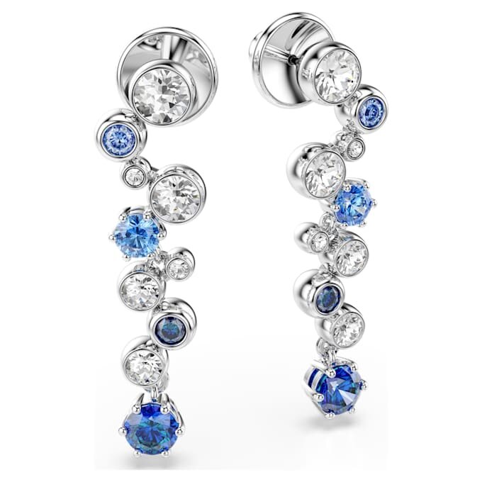 Constella Drop Earrings Mixed Cuts, Blue, Rhodium Plated Constella Drop Earrings Mixed Cuts, Blue, Rhodium Plated
