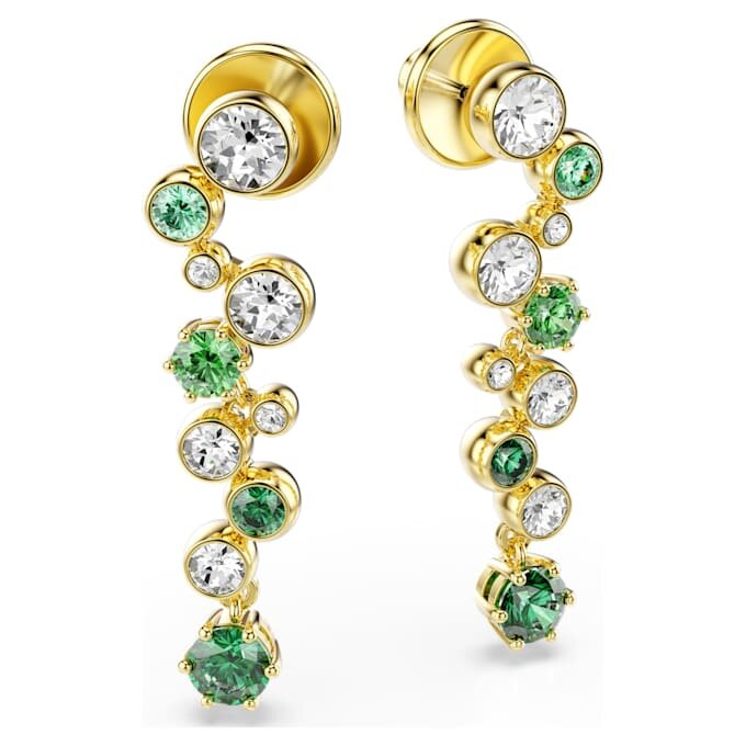 Constella Drop Earrings Mixed Cuts, Green, Gold-Tone Plated Constella Drop Earrings Mixed Cuts, Green, Gold-Tone Plated