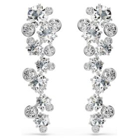 Constella Drop Earrings Mixed Cuts, White, Rhodium Plated