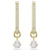 Constella Drop Earrings Round Cut, White, Gold-Tone Plated