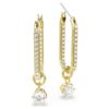 Constella Drop Earrings Round Cut, White, Gold-Tone Plated