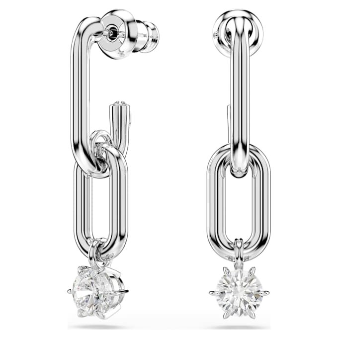 Constella Drop Earrings Round Cut, White, Rhodium Plated Constella Drop Earrings Round Cut, White, Rhodium Plated