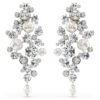 Constella Earrings Crystal Pearl, Round Cut, White, Rhodium Plated