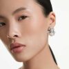 Constella Earrings Crystal Pearl, Round Cut, White, Rhodium Plated