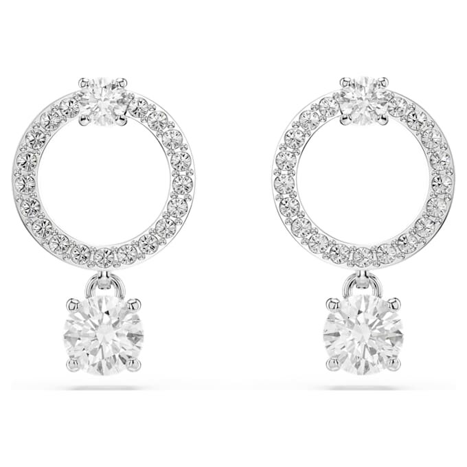 Constella Hoop Earrings Round Cut, White, Rhodium Plated Constella Hoop Earrings Round Cut, White, Rhodium Plated