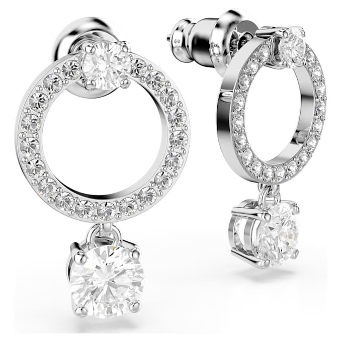 Constella Hoop Earrings Round Cut, White, Rhodium Plated Constella Hoop Earrings Round Cut, White, Rhodium Plated
