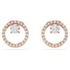 Constella Stud Earrings Round Cut, White, Rose Gold-Tone Plated